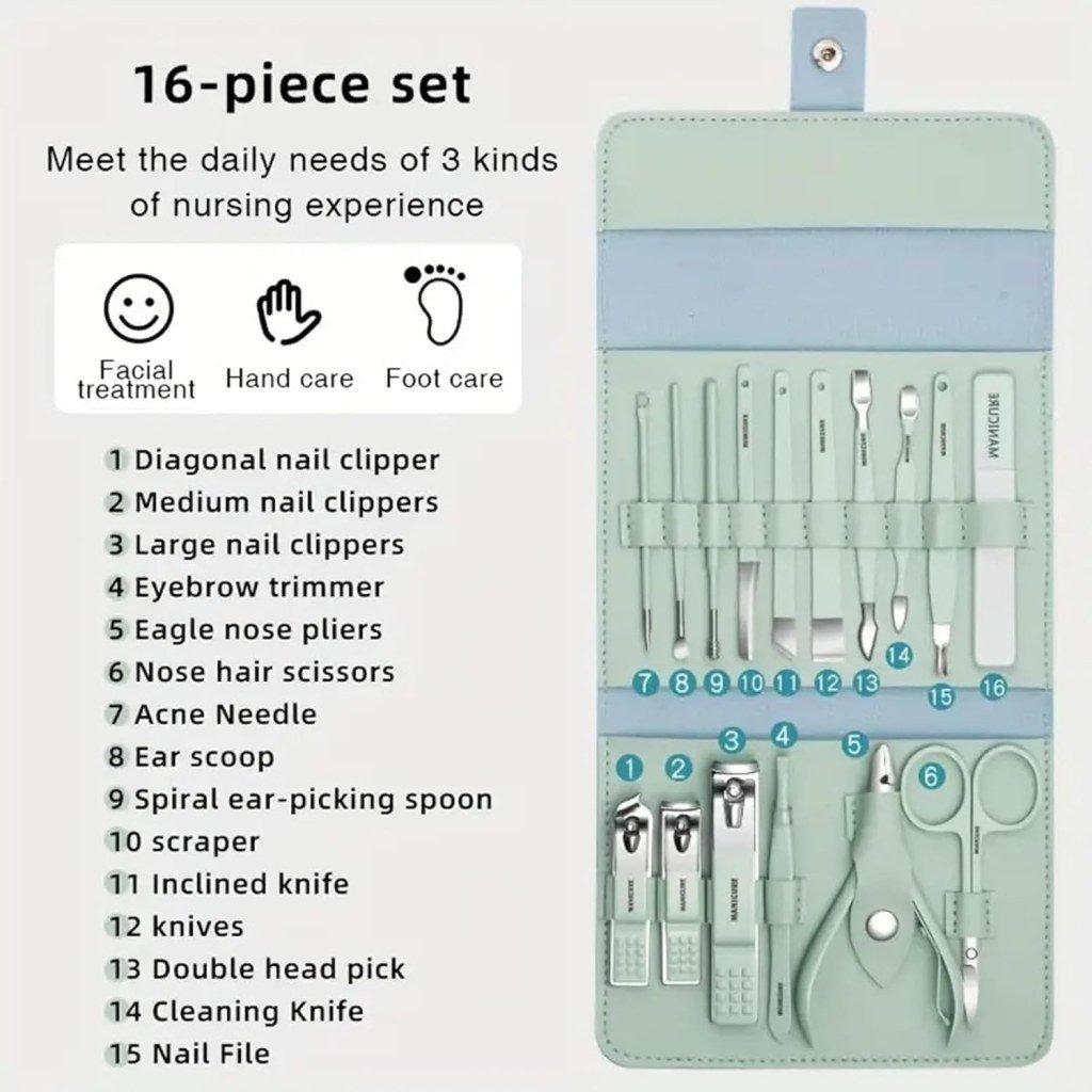 16-in-1 Professional Manicure Set with Nail Cutter & Tools - Image 2