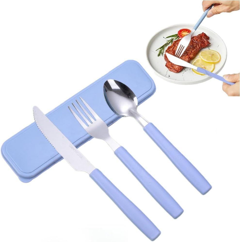 Premium Stainless Steel Cutlery Set with Travel Case - 3 Pcs