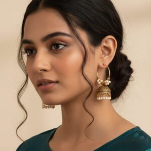 Traditional Gold Jhumkas with Pearl Beads – Ethnic Indian Earrings