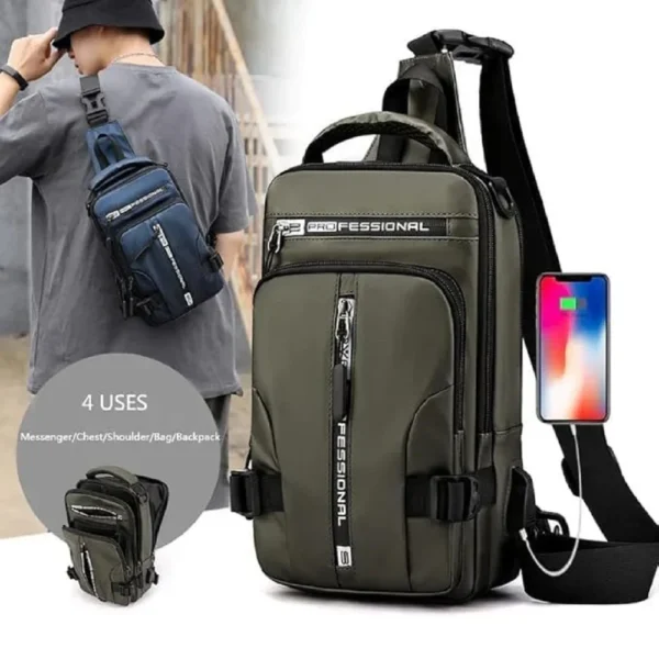 USB Crossbody Backpack Bag – Waterproof, Lightweight, Multi-Use Travel ...