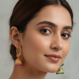 Traditional Gold Jhumkas with Pearl Beads – Ethnic Indian Earrings
