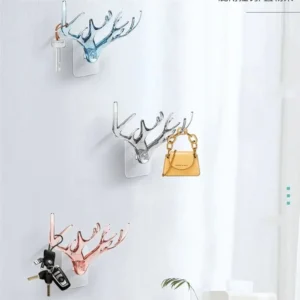 3D Antler Acrylic Wall Hook – Stylish Seamless Wall Holder for Home, set of 3