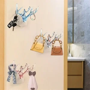 3D Antler Acrylic Wall Hook – Stylish Seamless Wall Holder for Home, set of 3