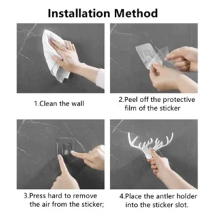 3D Antler Acrylic Wall Hook – Stylish Seamless Wall Holder for Home, set of 3